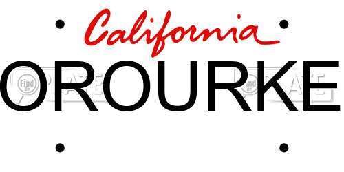 OROURKE California License Plate