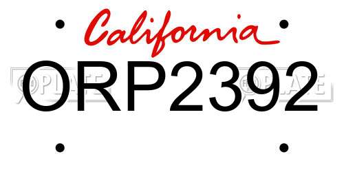 ORP2392 California License Plate