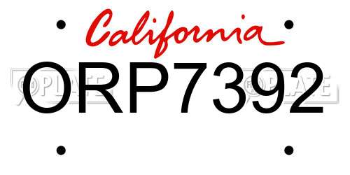 ORP7392 California License Plate