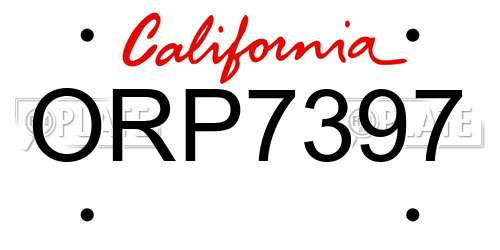 ORP7397 California License Plate