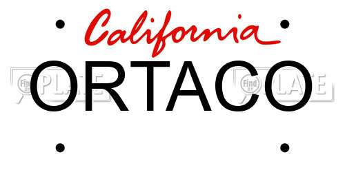 ORTACO California License Plate