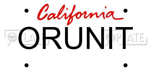 ORUNIT California License Plate