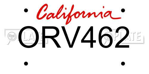 ORV462 California License Plate