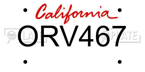 ORV467 California License Plate
