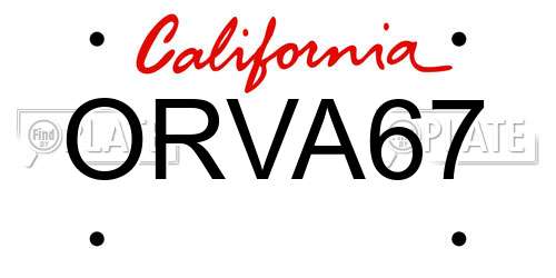 ORVA67 California License Plate
