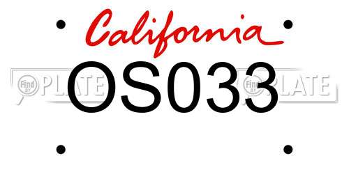 OS033 California License Plate