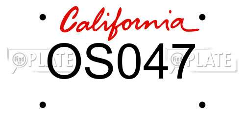 OS047 California License Plate