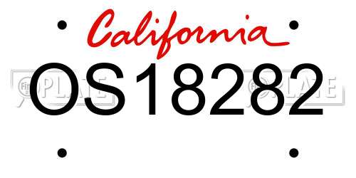 OS18282 California License Plate