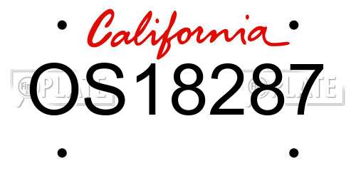 OS18287 California License Plate