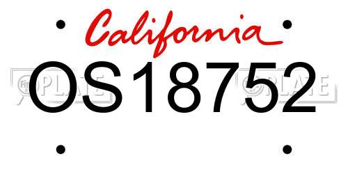 OS18752 California License Plate