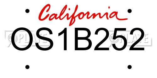 OS1B252 California License Plate