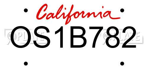 OS1B782 California License Plate