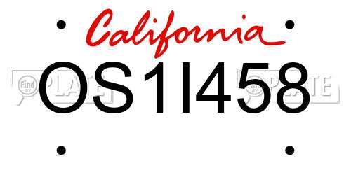 OS1I458 California License Plate