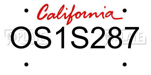OS1S287 California License Plate