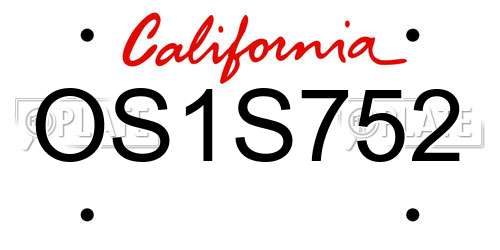 OS1S752 California License Plate