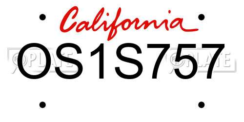 OS1S757 California License Plate
