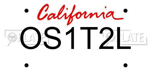 OS1T2L California License Plate
