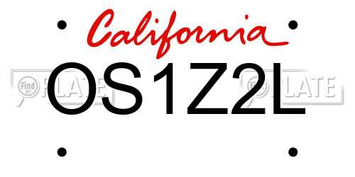 OS1Z2L California License Plate