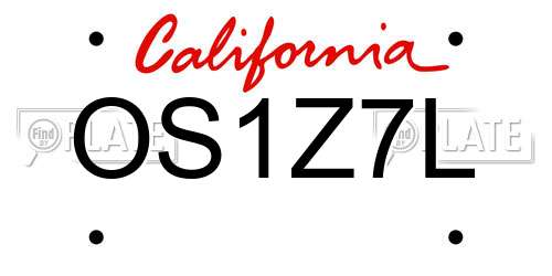 OS1Z7L California License Plate