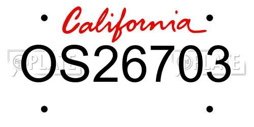 OS26703 California License Plate