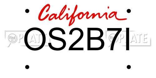 OS2B7I California License Plate