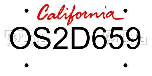 OS2D659 California License Plate