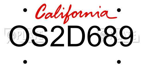 OS2D689 California License Plate