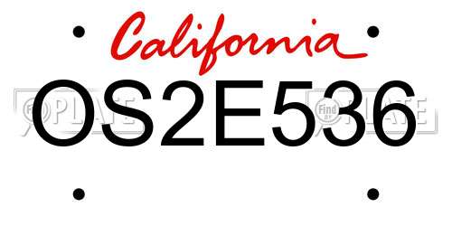 OS2E536 California License Plate