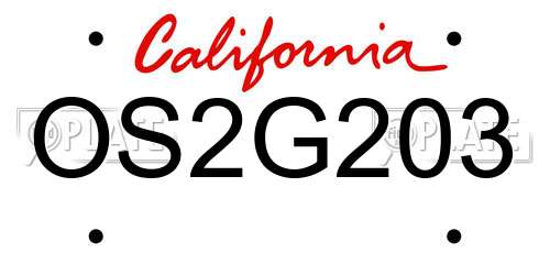 OS2G203 California License Plate