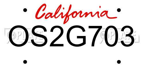 OS2G703 California License Plate