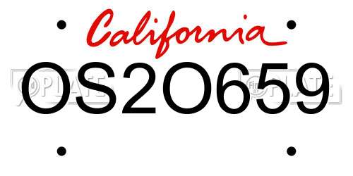 OS2O659 California License Plate