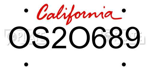 OS2O689 California License Plate