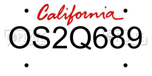 OS2Q689 California License Plate