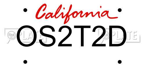 OS2T2D California License Plate