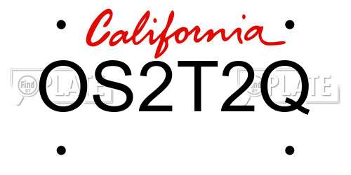 OS2T2Q California License Plate