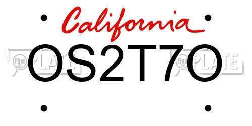 OS2T7O California License Plate