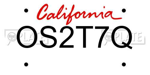 OS2T7Q California License Plate