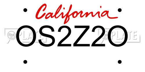 OS2Z2O California License Plate