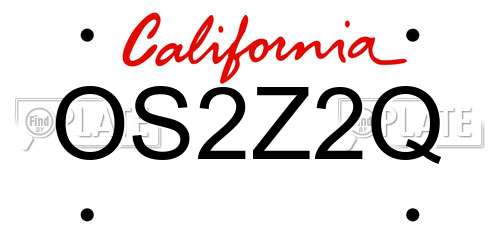 OS2Z2Q California License Plate