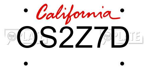 OS2Z7D California License Plate