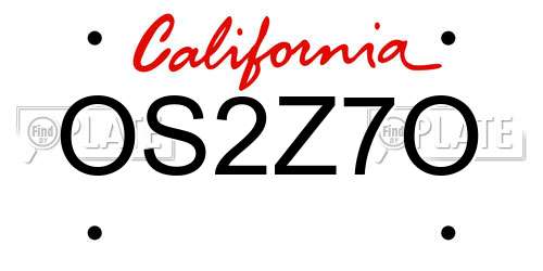 OS2Z7O California License Plate