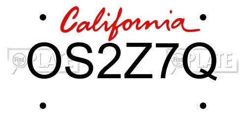 OS2Z7Q California License Plate