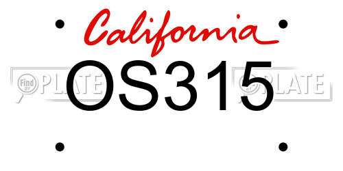 OS315 California License Plate