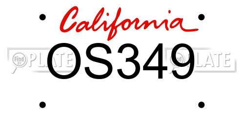 OS349 California License Plate