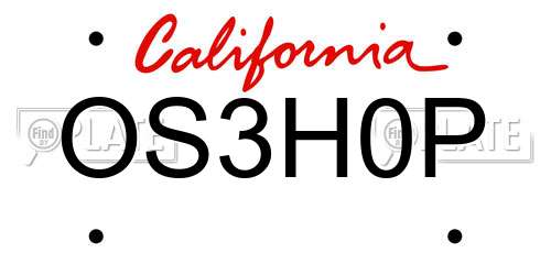 OS3H0P California License Plate