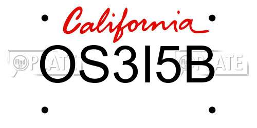 OS3I5B California License Plate