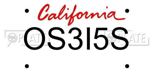 OS3I5S California License Plate