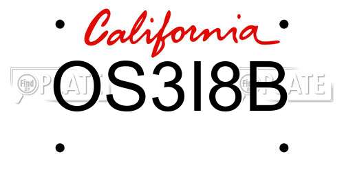 OS3I8B California License Plate