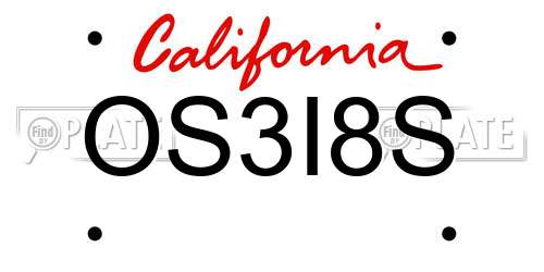OS3I8S California License Plate