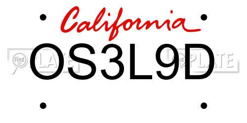 OS3L9D California License Plate